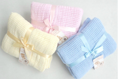 BABY 100% COTTON CELLULAR BLANKET - FLAT PACKAGING (40)