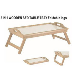 2 IN 1 WOODEN BEDSIDE TABLE TRAY WITH FOLDABLE LEGS (PINE) (12)