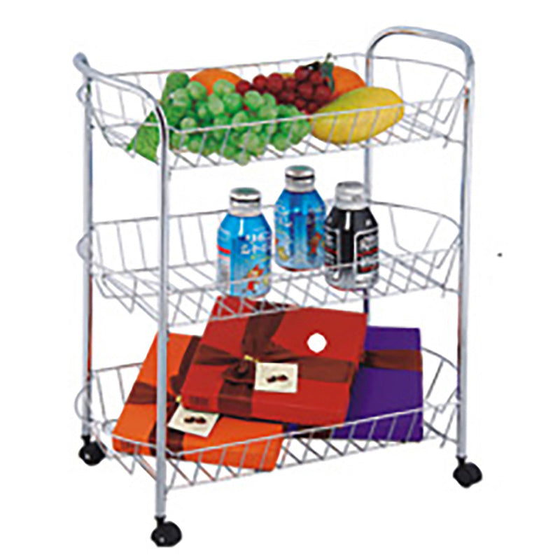 3 TIER CHROMIUM FRUIT BASKET WITH 4 WHEELS (6)