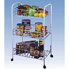 3 TIER WHITE IRON TROLLEY WITH 4 WHEELS (20)