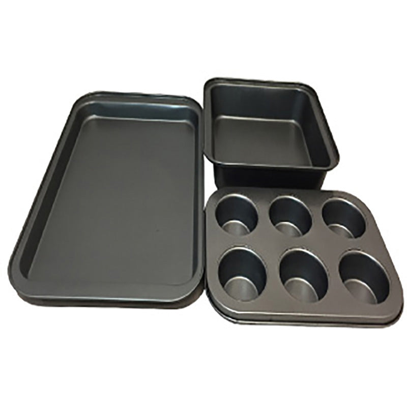 3PCS NON STICK BAKING, CUPCAKE & ROASTING TRAY SET ( SET OF 3 ) (12)