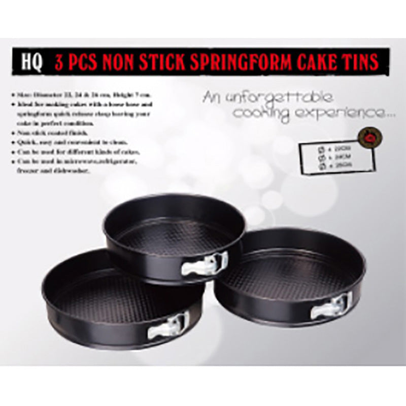 3PCS NON STICK SPRINGFORM BAKEWARE TIN SET (12)