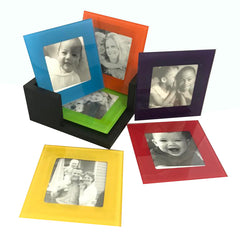 6PCS COLOURED GLASS PHOTO COASTERS SET (20)