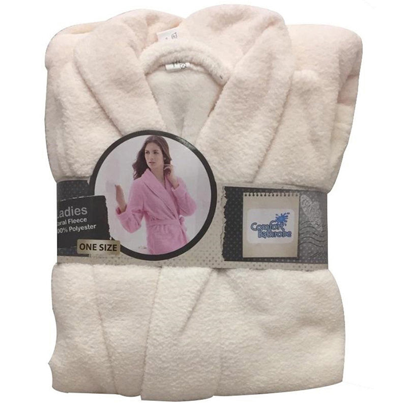 SOLID CORAL FLEECE BATHROBE FOR LADIES (20)