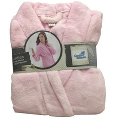 SOLID CORAL FLEECE BATHROBE FOR LADIES (20)