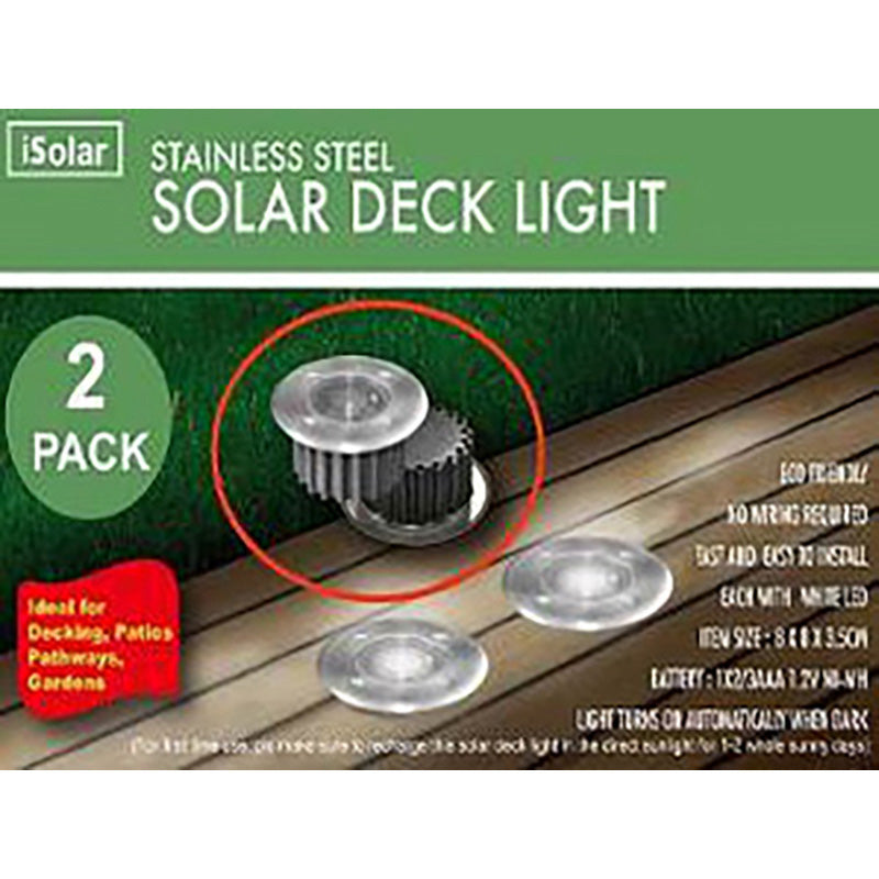 2 PACK SOLAR POWERED DECK LIGHTS (36)