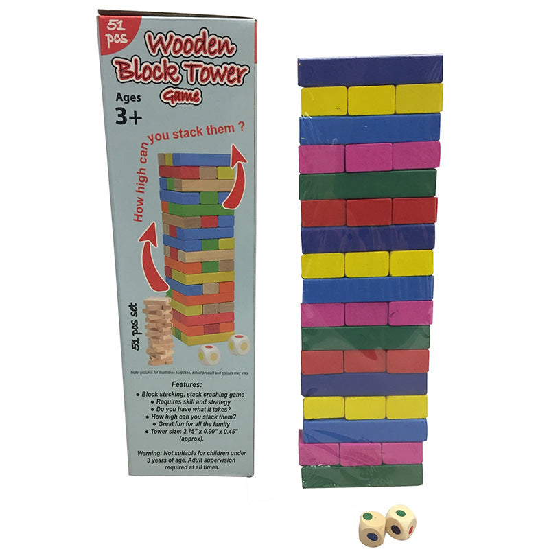 COLOURED WOODEN JENGA BLOCKS (12)