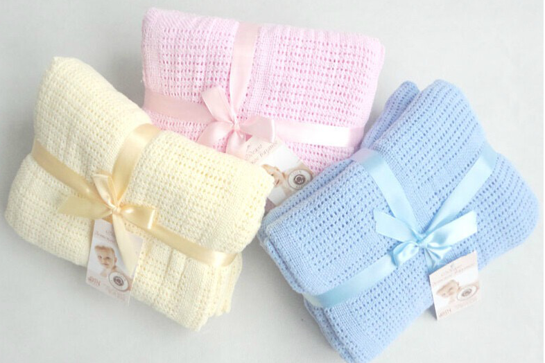 BABY 100% COTTON CELLULAR BLANKET - FLAT PACKAGING (40)