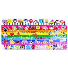 24 QUALITY PENCILS WITH FUNKY ERASERS (24)